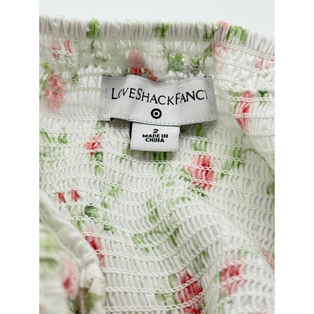 LoveShackFancy x Target Clementine Floral Eyelet Ruffle Tiered Midi Dress Size 2 - Picture 8 of 11